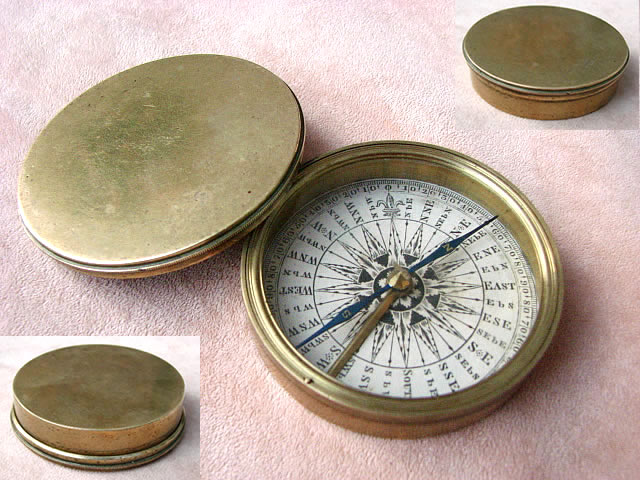 Early 19th century Georgian brass cased pocket compass